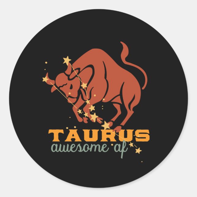 Funny Taurus Zodiac Horoskop Astrologie Phantastis Runder Aufkleber (Vorderseite)