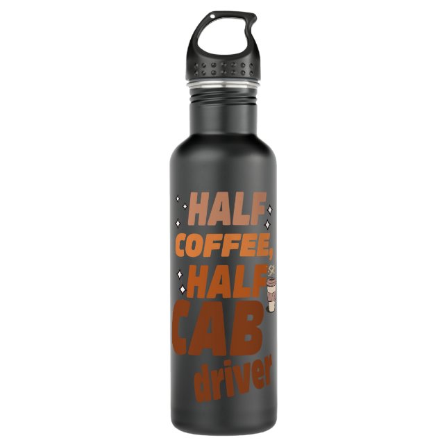 Funny Taxi Halb Kaffee Halbpension Führer Taxi Edelstahlflasche (Vorderseite)