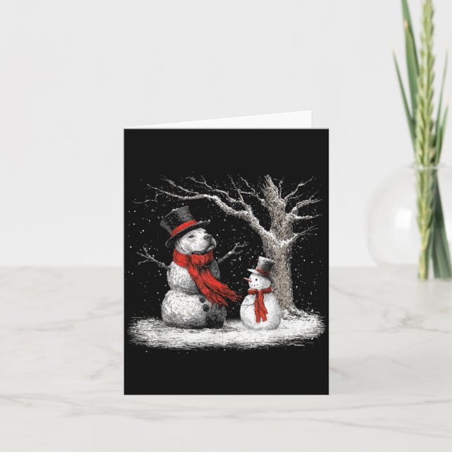 Funny Tbull Dog In The Snow Tree Christmas Winter  Karte (Vorderseite)