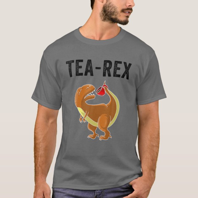 Funny Tea Rex Gift | Cute Dino Hot Beverage Lover T-Shirt (Vorderseite)