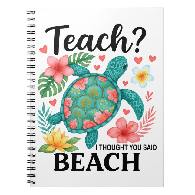 Funny Teacher Beach Summer Turtle Notizblock (Vorderseite)