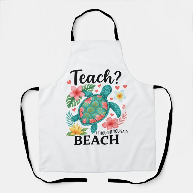 Funny Teacher Beach Summer Turtle Schürze (Vorderseite)