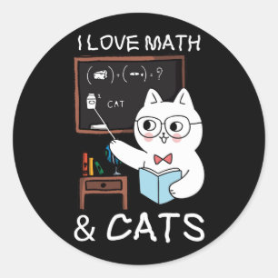 Funny Teacher Cat Lover Mathe und Cat Teaching Mat Runder Aufkleber
