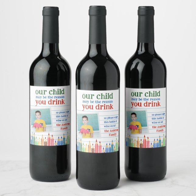 Funny Teacher Gift Wine Bottle Label  Weinetikett (Flaschen)