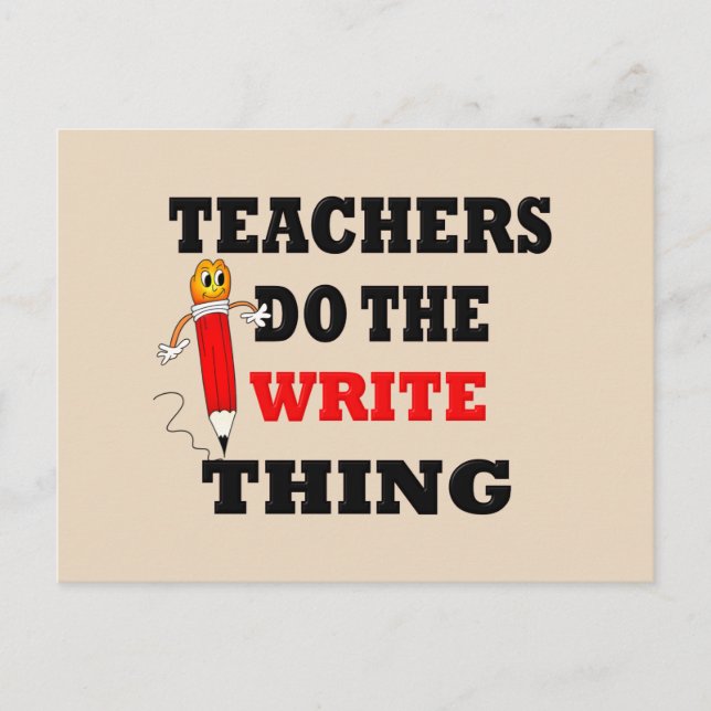 Funny Teacher macht das Schreiben Postkarte (Vorderseite)