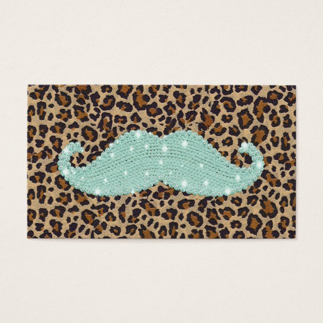 Funny Teal Green Bling Mustache And Animal Print (Devant)