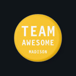 Funny Team Awesome Yellow Orange Personalized Name Magnet<br><div class="desc">Funny Team Awesome Yellow Orange Personalized Name Magnets features the text "Team Awesome" with your personalized name below on a yellow orange background. Personalize by editing the text in the text box provided. Designed for you by ©Evco Studio www.zazzle.com/store/evcostudio</div>