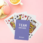 Funny Team Phantastisch Lila Personalisierter Name Spielkarten<br><div class="desc">Funny Team Phantastische Lila Personalisierte Namenskarte zeigt den Text "Team Phantastisch" mit Ihrem personalisierten Namen unten auf einem lila Hintergrund. Personalisieren Sie diese,  indem Sie den Text in dem dafür vorgesehenen Textfeld bearbeiten. Entwickelt für Sie von ©Evco Studio www.zazzle.com/store/evcostudio</div>