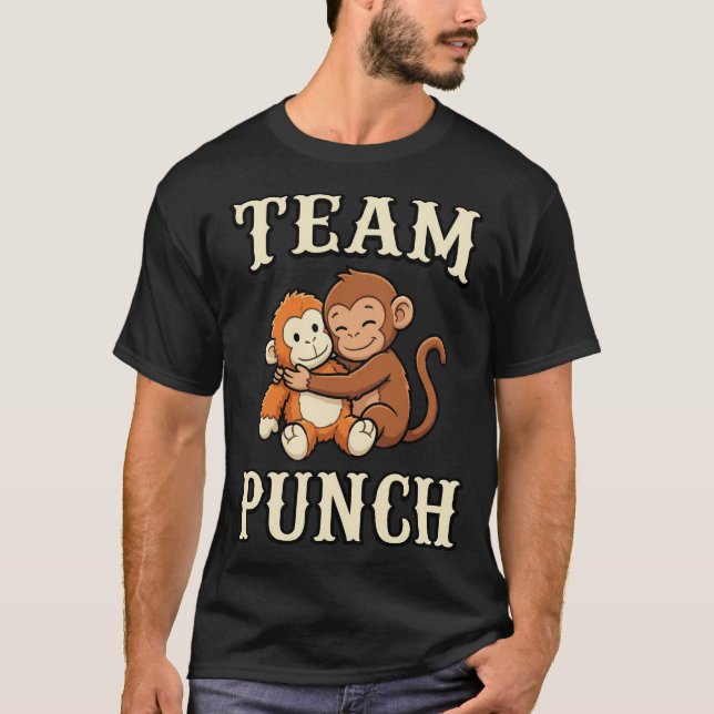 Funny Team Punch Cute Monkey Hugging Meme T-Shirt (Vorderseite)