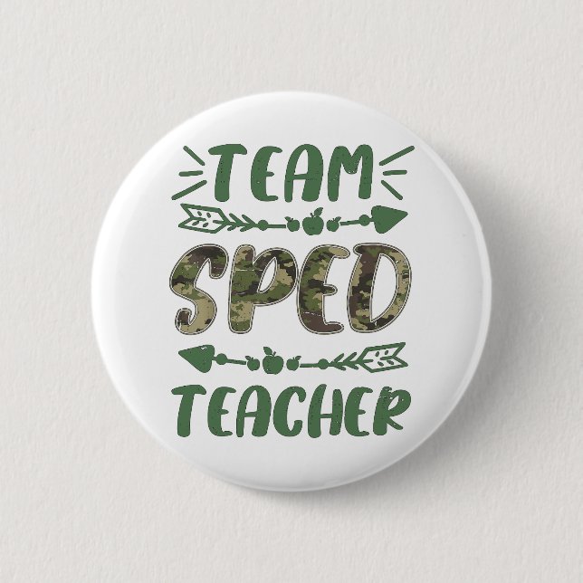 Funny Team Spacher Camouflage Lehrer Lehrer zurück Button (Vorderseite)