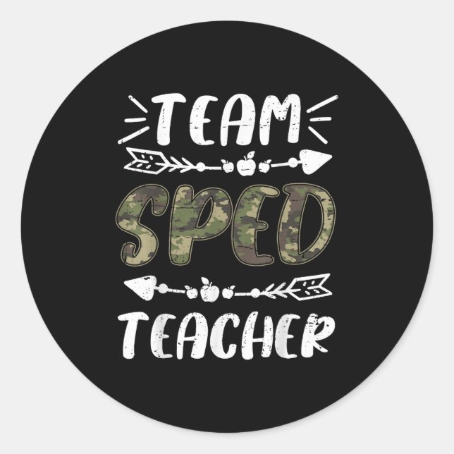 Funny Team Sped Teacher Camo Teacher Student Back  Runder Aufkleber (Vorderseite)