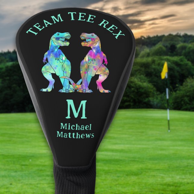 Funny Team Tee Rex Dinosaur Joke Custom Monogram Golf Headcover (Personalized monogram Funny team tee Rex dinosaur golfing joke golf head cover)