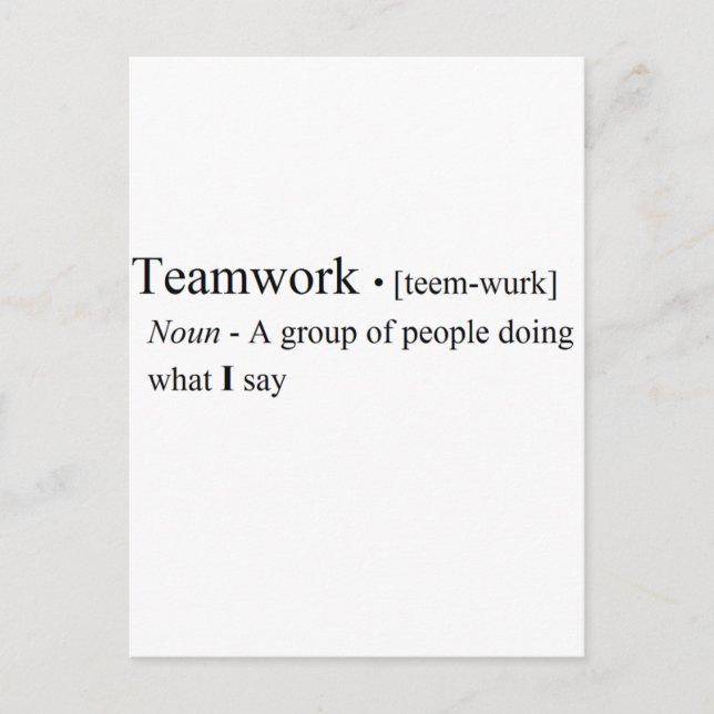 Funny Teamwork Produkte Postkarte (Vorderseite)