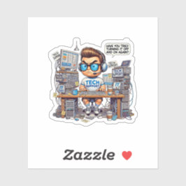 Funny Tech Support Cartoon Aufkleber