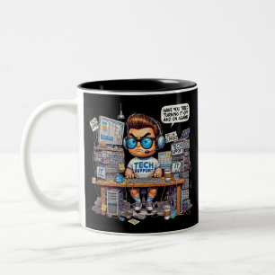 Funny Tech Support Cartoon Zweifarbige Tasse