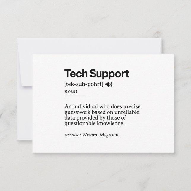 Funny Tech Support Definition | Minimalistisches B (Vorderseite)