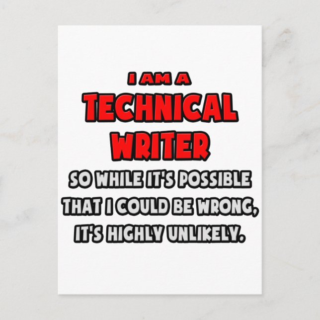 Funny Technical Writer .. Sehr unwahrscheinlich Postkarte (Vorderseite)