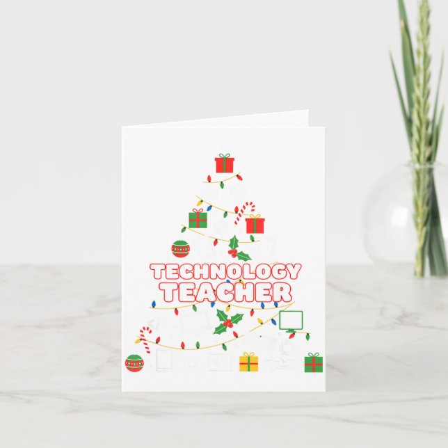 Funny Technology Teacher Christmas Tree Lights Wom Karte (Vorderseite)