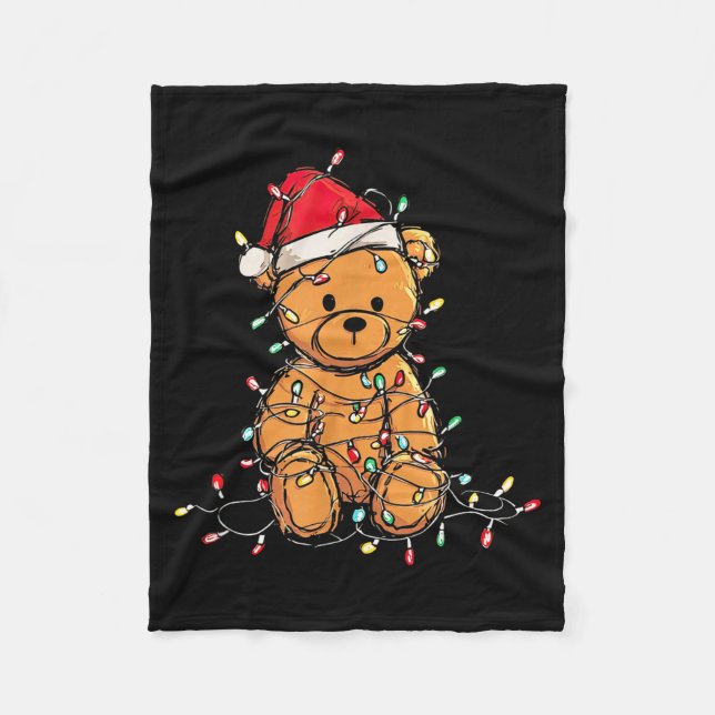 Funny Teddy Bear Christmas Graphics Lights Lover  Fleecedecke (Vorderseite)