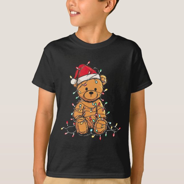 Funny Teddy Bear Christmas Graphics Lights Lover L T-Shirt (Vorderseite)