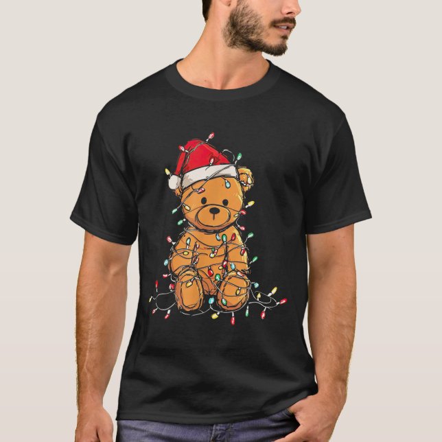 Funny Teddy Bear Christmas Graphics Lights Lover  T-Shirt (Vorderseite)