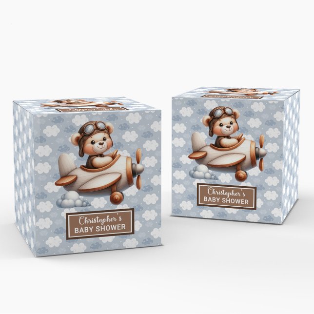 Funny Teddy Bear Pilot Boy Baby Fevor Box Geschenkschachtel (Funny Teddy Bear Pilot Boy Baby Favor Box)