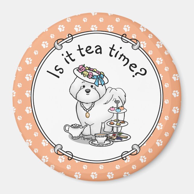 Funny Tee Party Bichon Frise Dog Welpe Niedlich Magnet (Vorne)