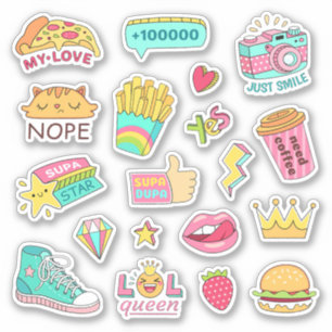 Funny Teen Girl Stuff Niedlicher farbiger Cartoon Aufkleber