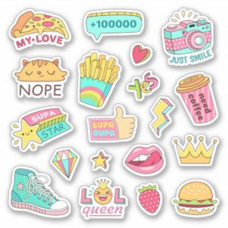 Funny Teen Girl Stuff Niedlicher farbiger Cartoon Aufkleber
