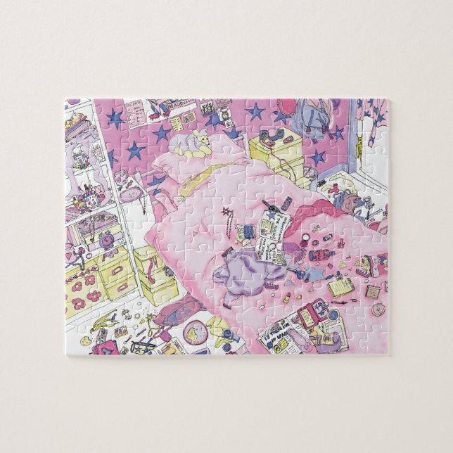 Funny Teenager Girls Messy Zimmer Niedlich Pink Ar (Horizontal)