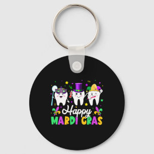 Funny Teeth Happy Mardi Gras Dental Squad Dentist Schlüsselanhänger