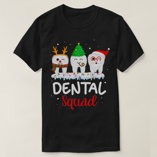 Funny Teeth Santa Reindeer Christmas Dental Squad T-Shirt (Design vorne)