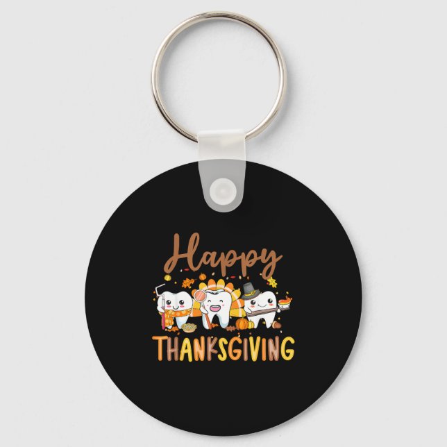 Funny Teeth Thanksgiving Dentist Turkey Dental Squ Schlüsselanhänger (Vorderseite)