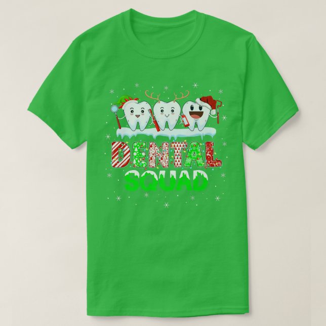 Funny Teeth Xmas Lights Dental Squad Dentist Chris T-Shirt (Design vorne)