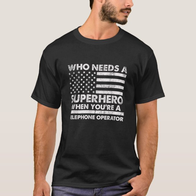 Funny Telefone Operator Superheld Vintages T-Shirt (Vorderseite)