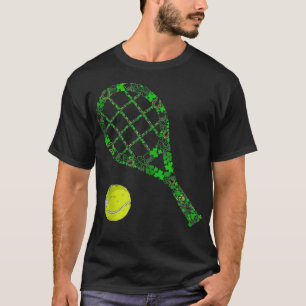 Funny Tennis Ball Racket Shamrock T-Shirt