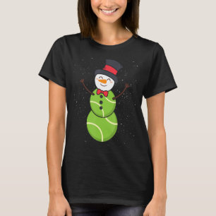 Funny Tennis Ball Snowman Winter Hat Snowflake Zeh T-Shirt