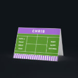 Funny Tennis Birthday Karte<br><div class="desc">Tennis-Geburtstagskarte mit Tennisplatz und lustigen Sportpisten. Zum Personalisieren bearbeiten Sie Text,  um Namen hinzuzufügen.</div>