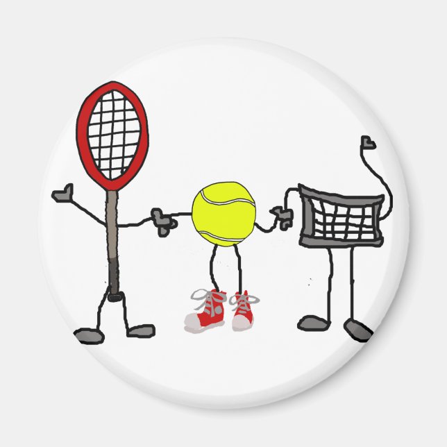 Funny Tennis Cartoon Art Magnet (Vorne)