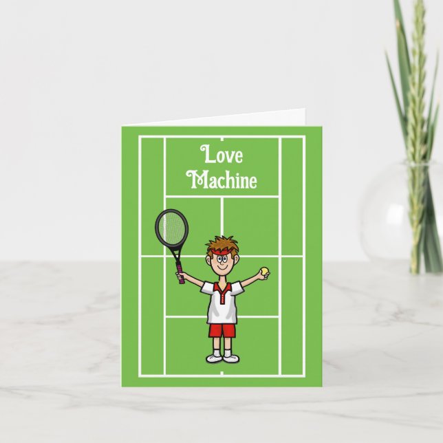 Funny Tennis Love Machine Carte de voeux (Devant)