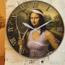 Funny Tennis Mona Lisa  Große Wanduhr