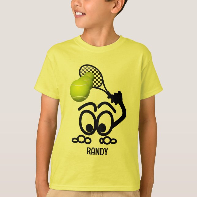 Funny Tennis Player Personalisiert Boys T-Shirt (Vorderseite)