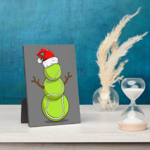 Funny Tennis Player Snowman Weihnachtsgeschenk Fotoplatte
