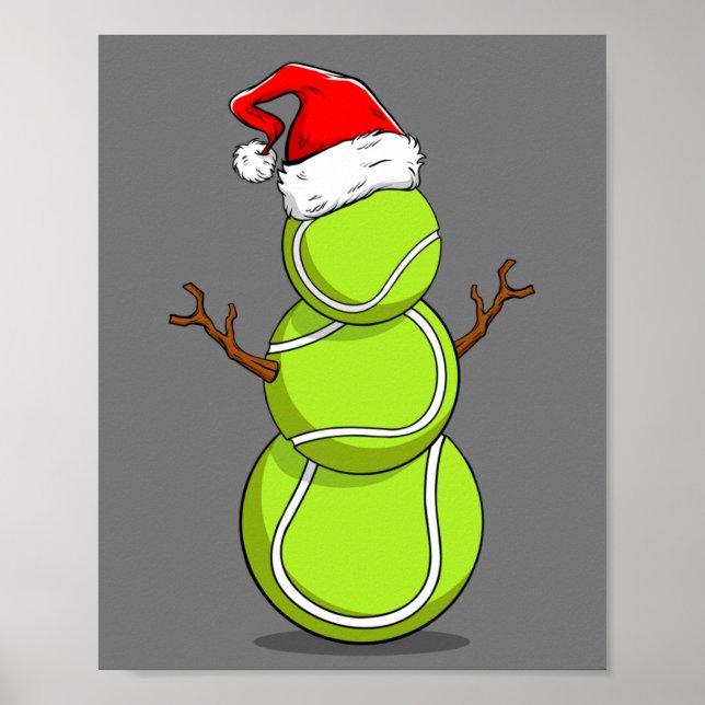 Funny Tennis Player Snowman Weihnachtsgeschenk Poster (Vorne)