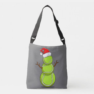 Funny Tennis Player Snowman Weihnachtsgeschenk Tragetaschen Mit Langen Trägern