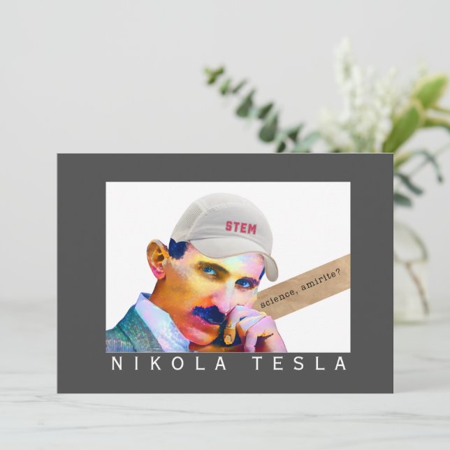 Funny Tesla Portrait Karte (Stehend Vorderseite)
