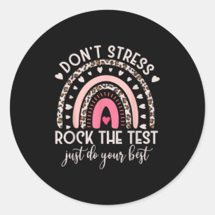 Funny Test Day Retro Boho Rainbow Day Motivierend Runder Aufkleber