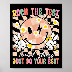 Funny Test Lächeln Gesicht Rock Der Test Motiviere Poster