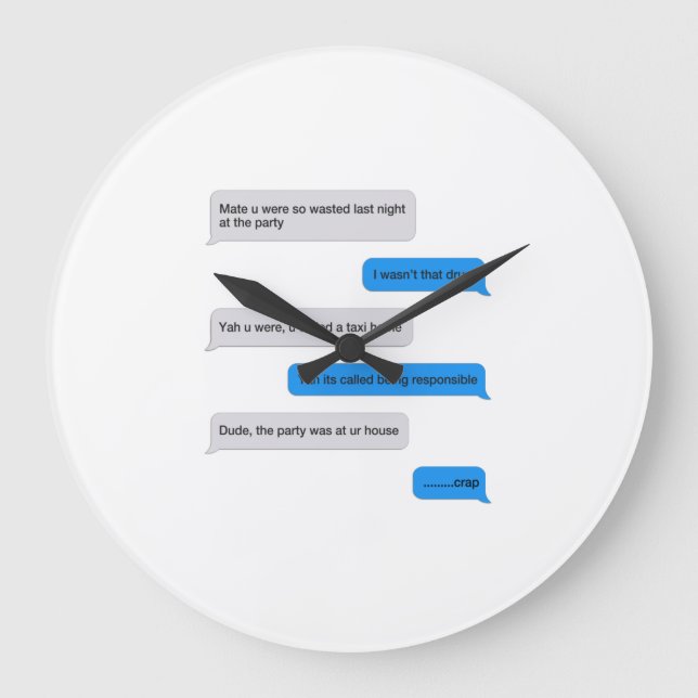 Funny Text Große Wanduhr (Vorderseite)