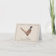 Funny thank you card with pheasant painting